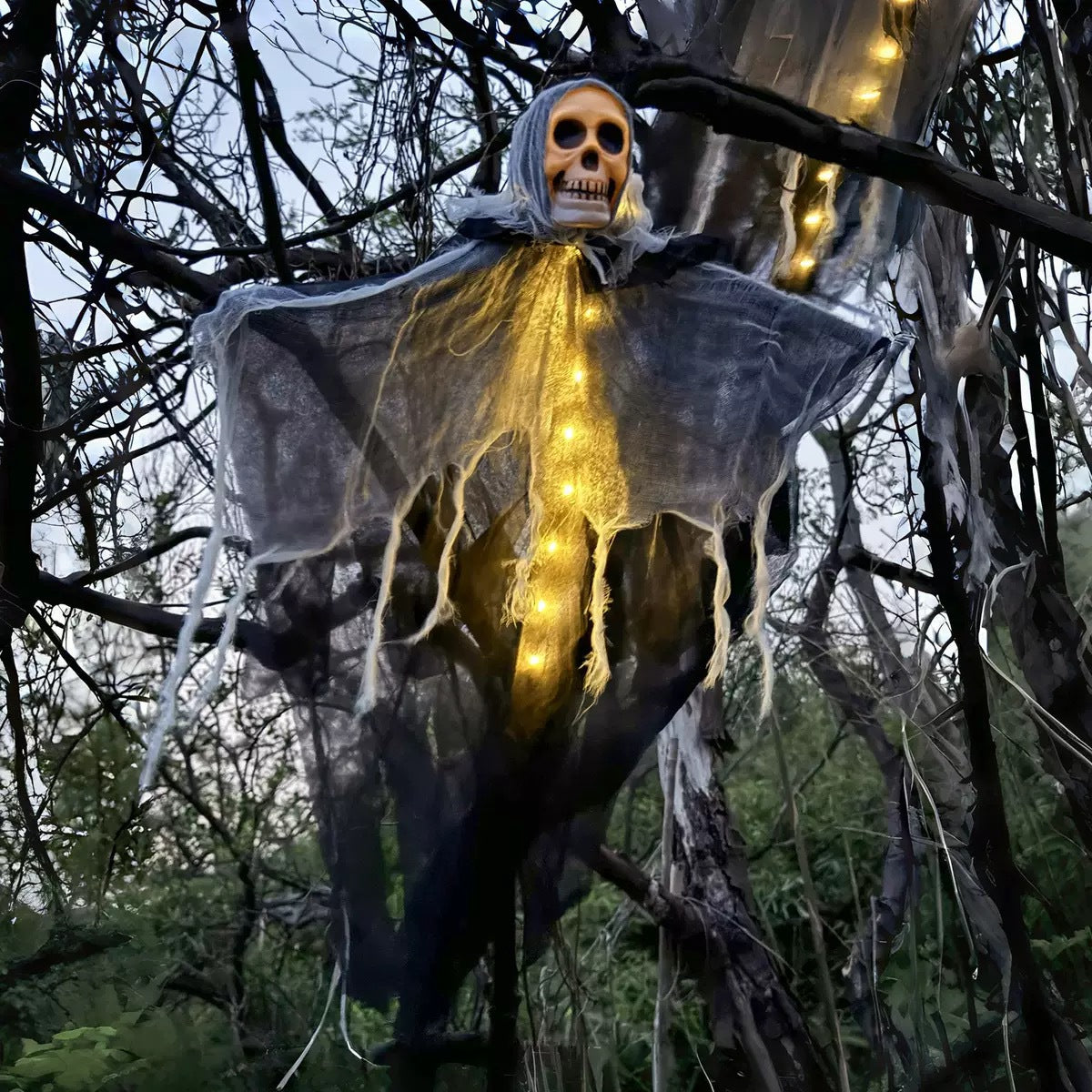 Light-Up Hanging Ghost for Halloween, 85 cm
