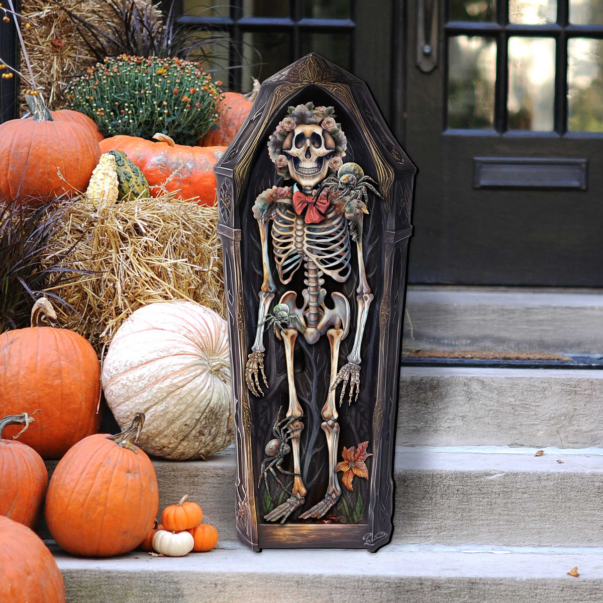 Skeleton Coffin Halloween Door Hanger by G.DeBrekht