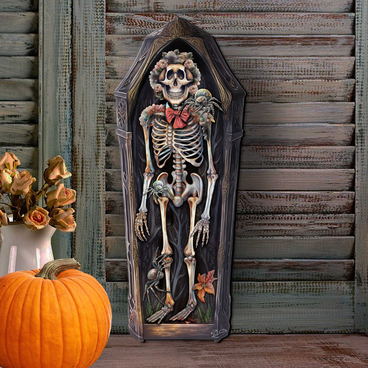 Skeleton Coffin Halloween Door Hanger by G.DeBrekht