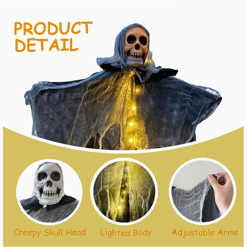 Light-Up Hanging Ghost for Halloween, 85 cm