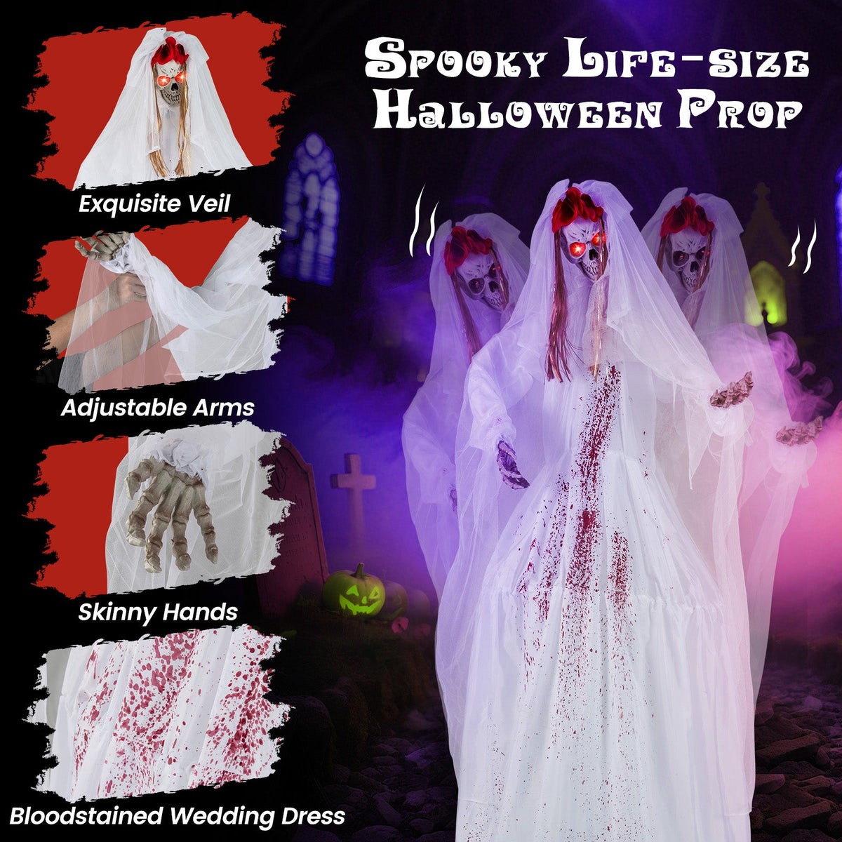 7.2-Foot Animated Haunted Bride Halloween Prop