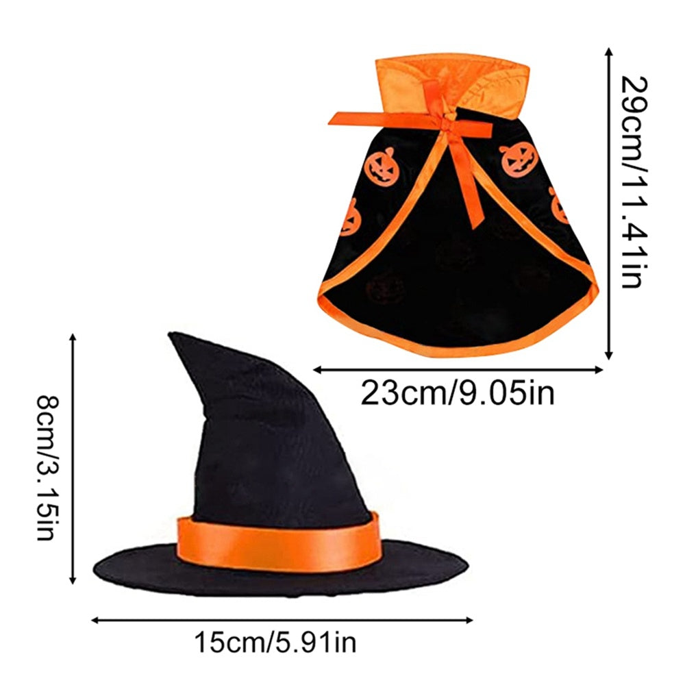 Halloween Pet Cape and Hat Costume Set