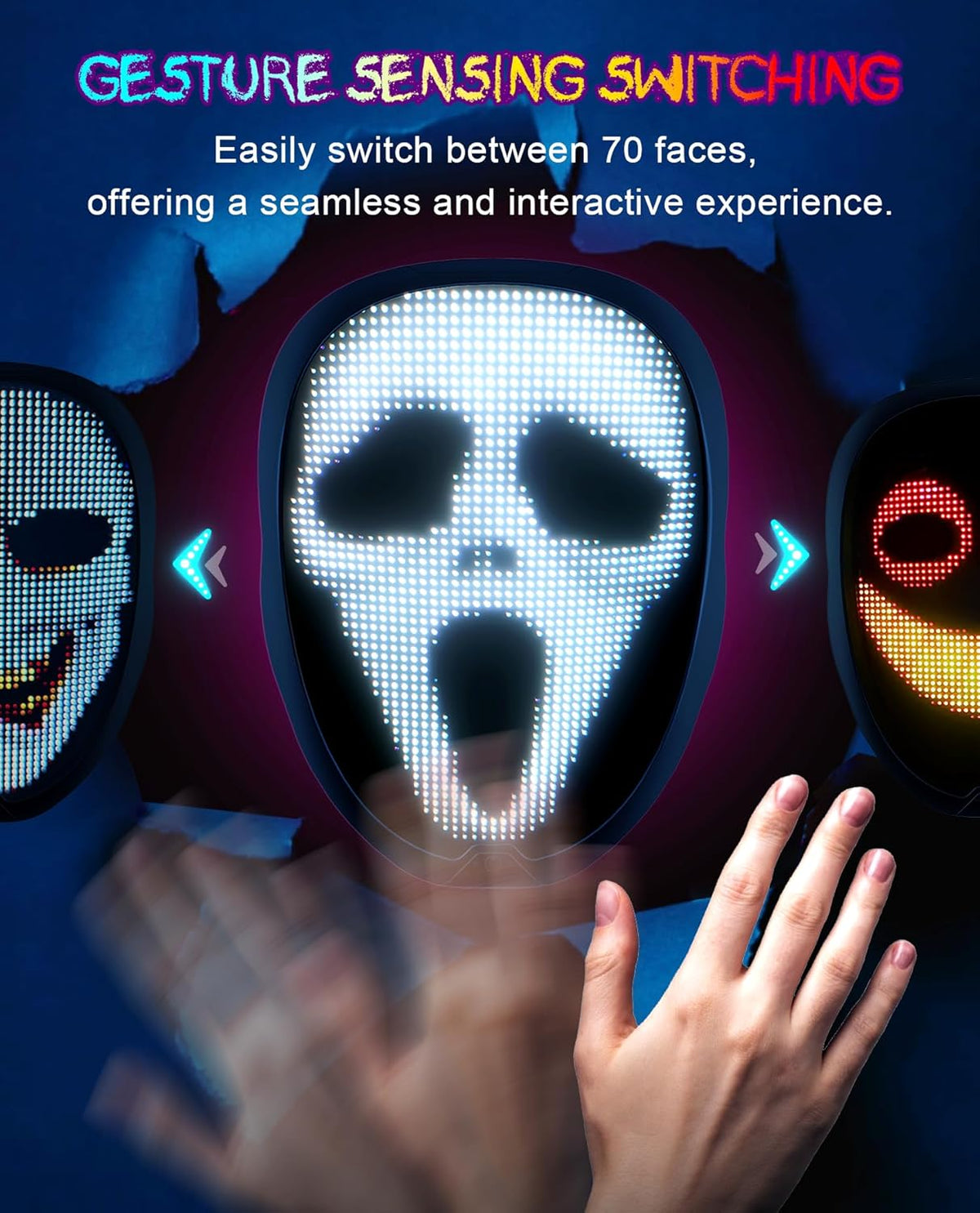 Programmable LED Halloween Mask with Gesture Control