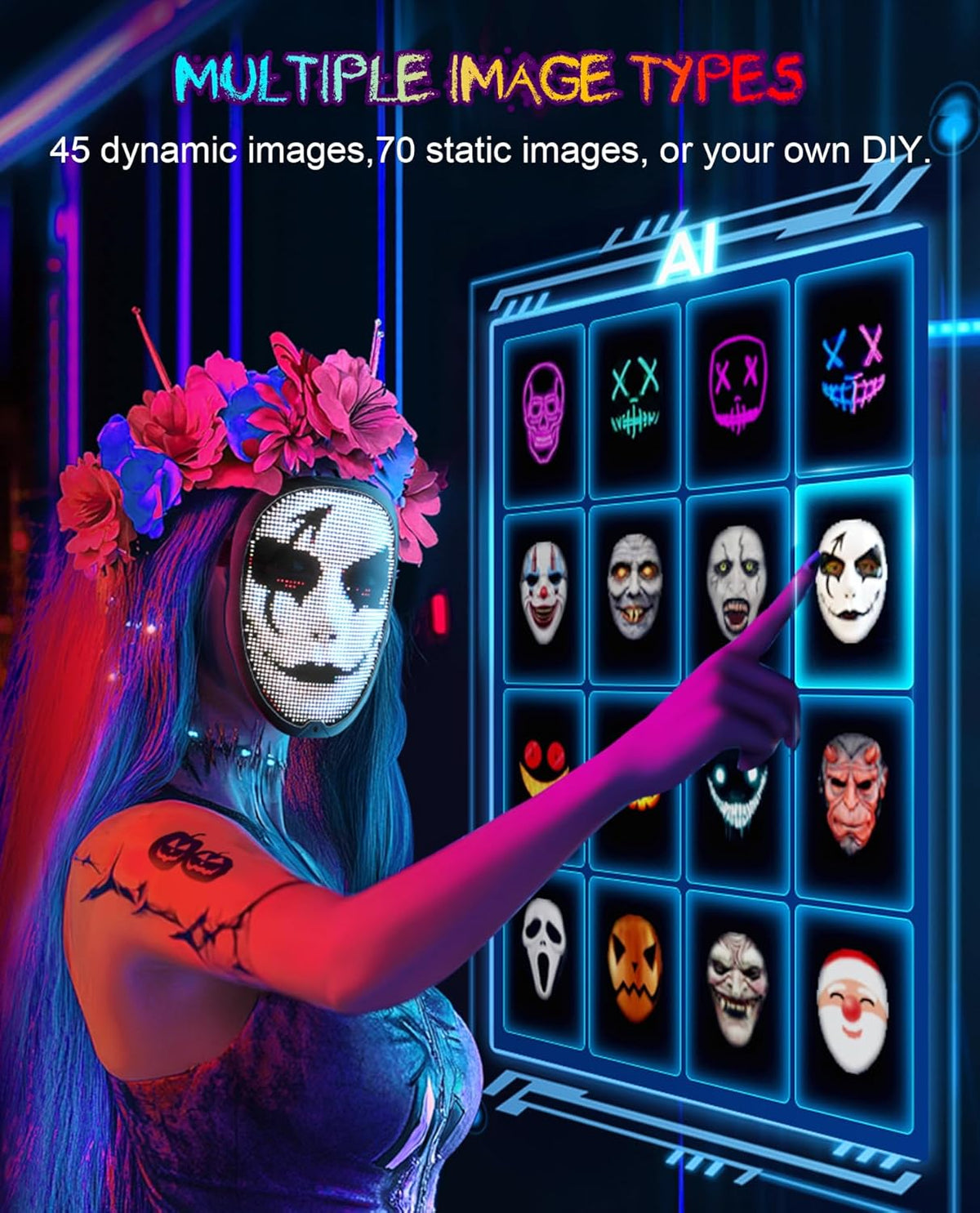Programmable LED Halloween Mask with Gesture Control
