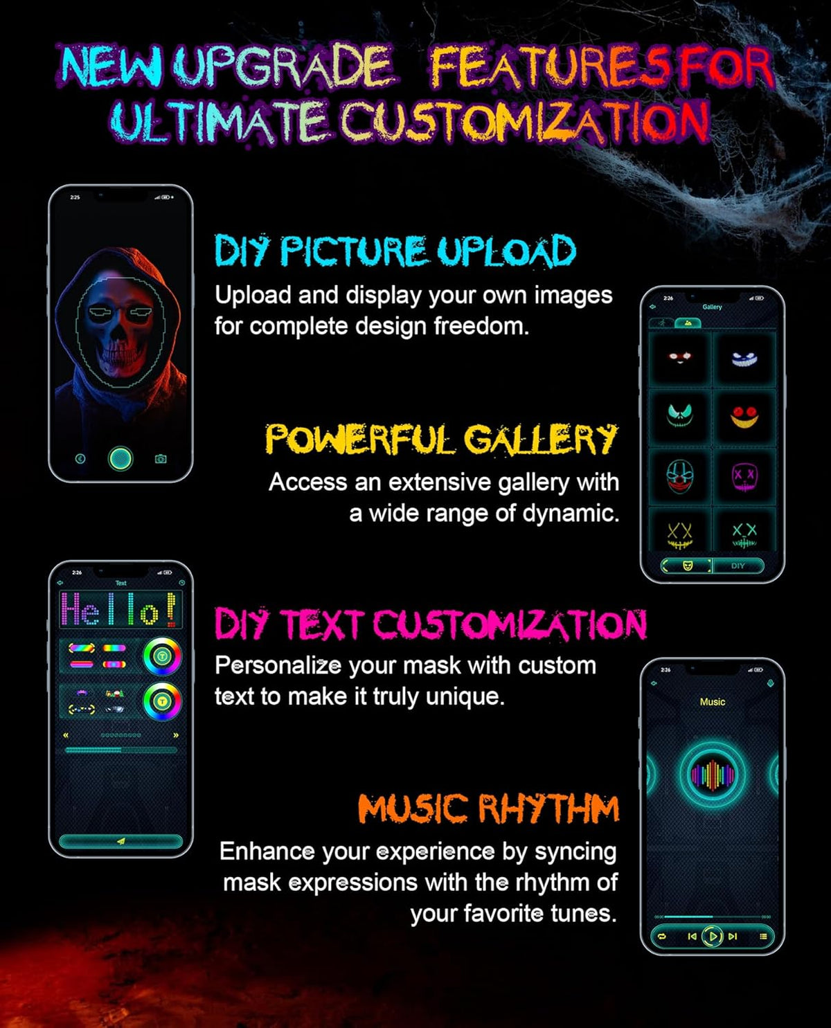 Programmable LED Halloween Mask with Gesture Control