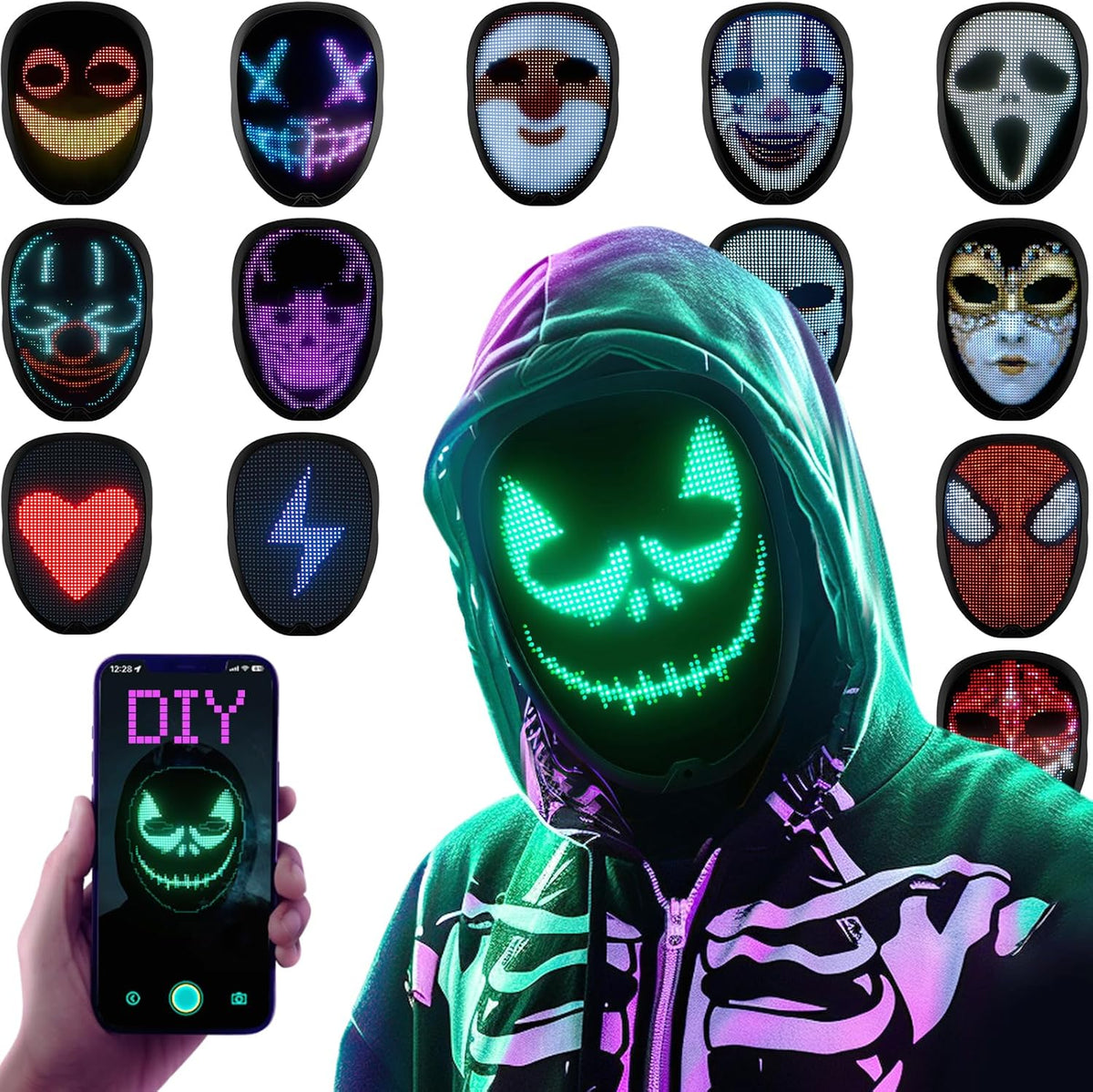 Programmable LED Halloween Mask with Gesture Control