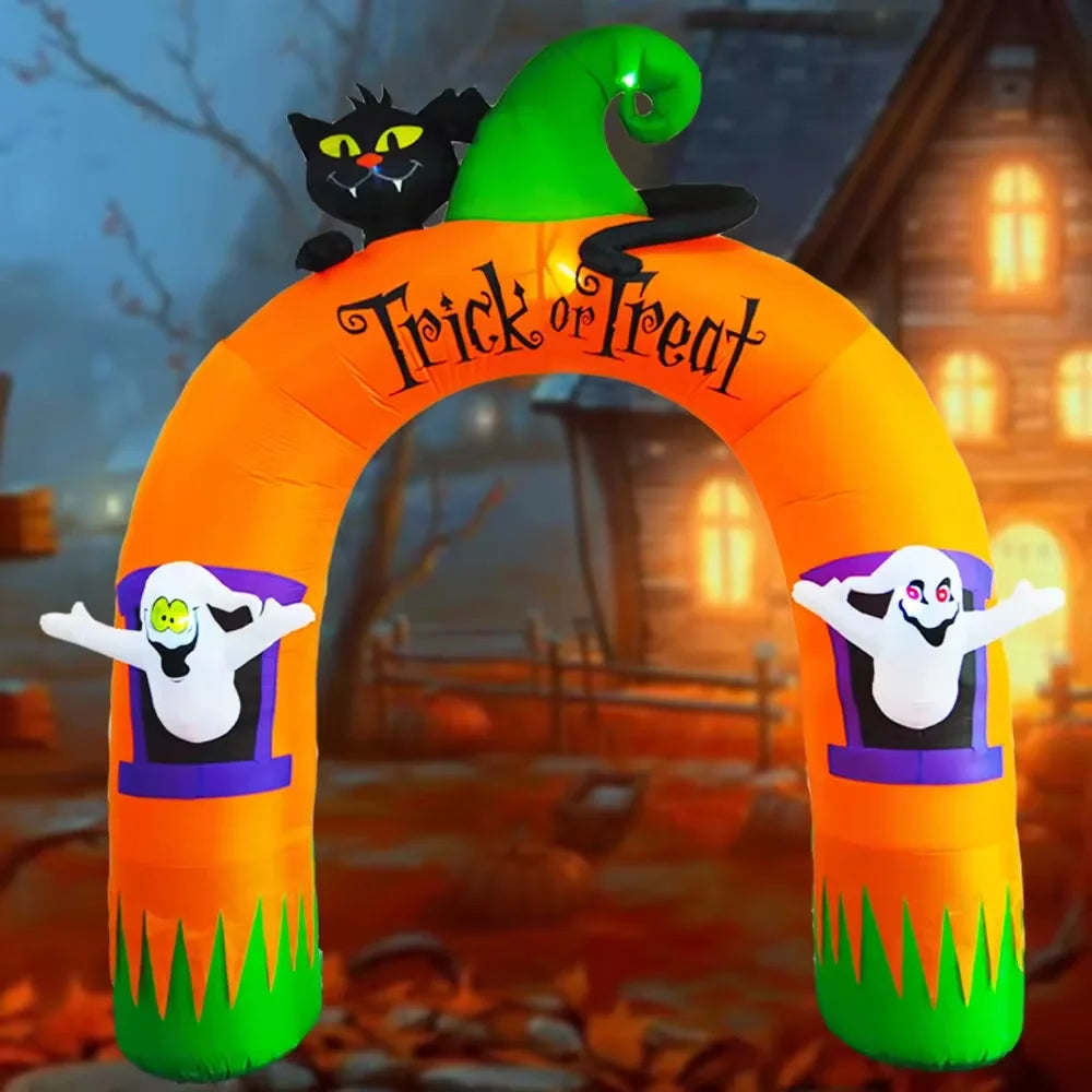 10-Foot Black Cat and Ghost Halloween Inflatable Arch