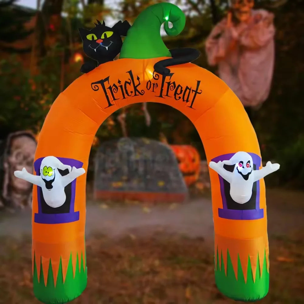 10-Foot Black Cat and Ghost Halloween Inflatable Arch