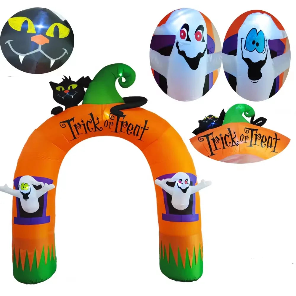 10-Foot Black Cat and Ghost Halloween Inflatable Arch