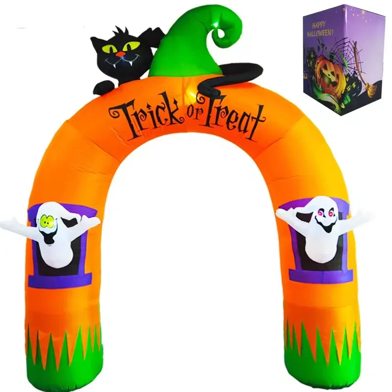 10-Foot Black Cat and Ghost Halloween Inflatable Arch