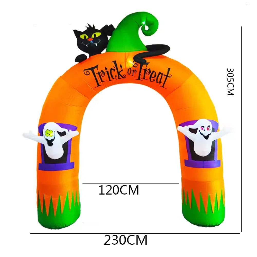 10-Foot Black Cat and Ghost Halloween Inflatable Arch