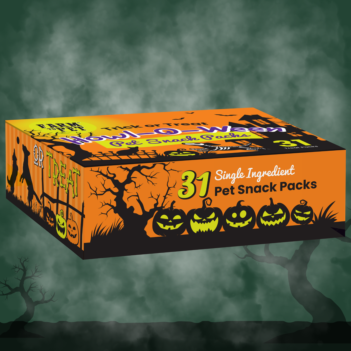 Farm to Pet Halloween Dog Treat Box, 31 Snack Packs