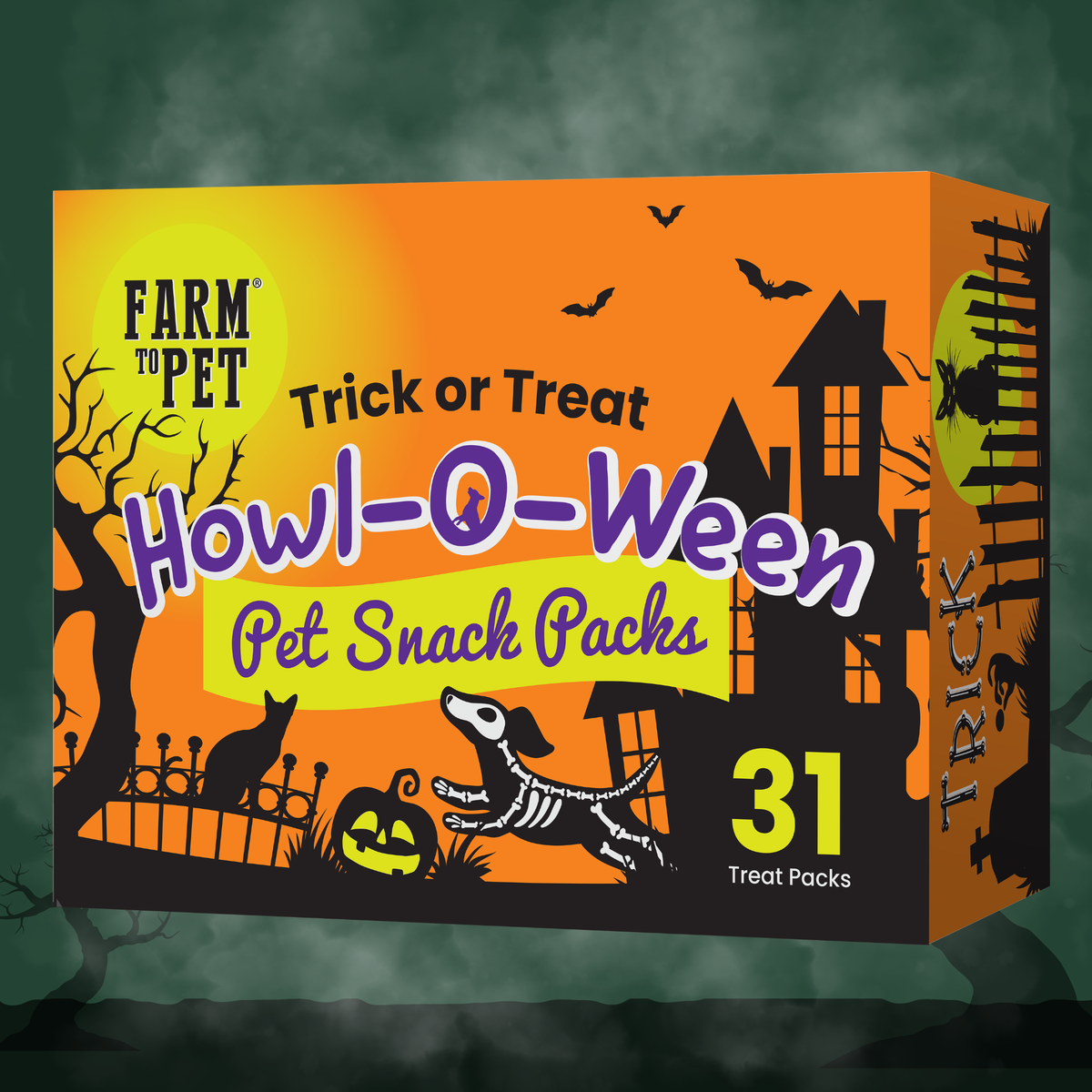 Farm to Pet Halloween Dog Treat Box, 31 Snack Packs