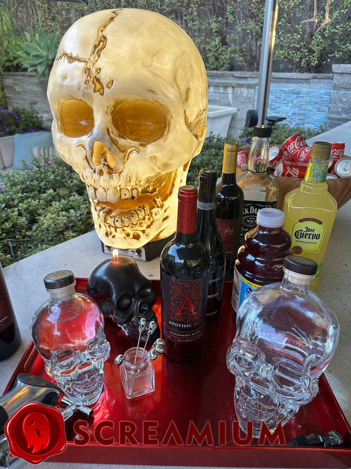 SCREAMIUM 20-Inch Animated Light-Up Skull Prop