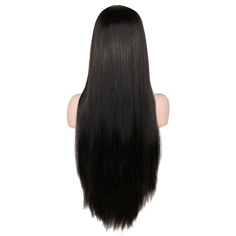 Long Black Morticia Addams Cosplay Wig
