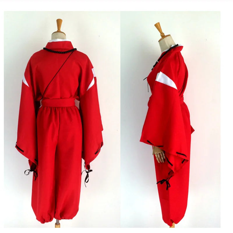 Inuyasha Cosplay Red Kimono With Wigs Ears And Necklace