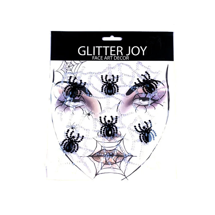 Halloween Series 3D Spider Terror Face Crystal Stickers