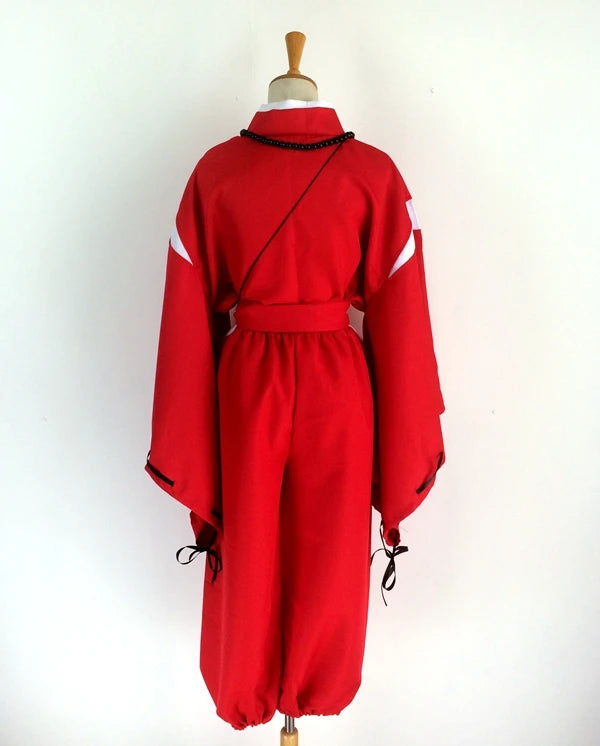 Inuyasha Cosplay Red Kimono With Wigs Ears And Necklace
