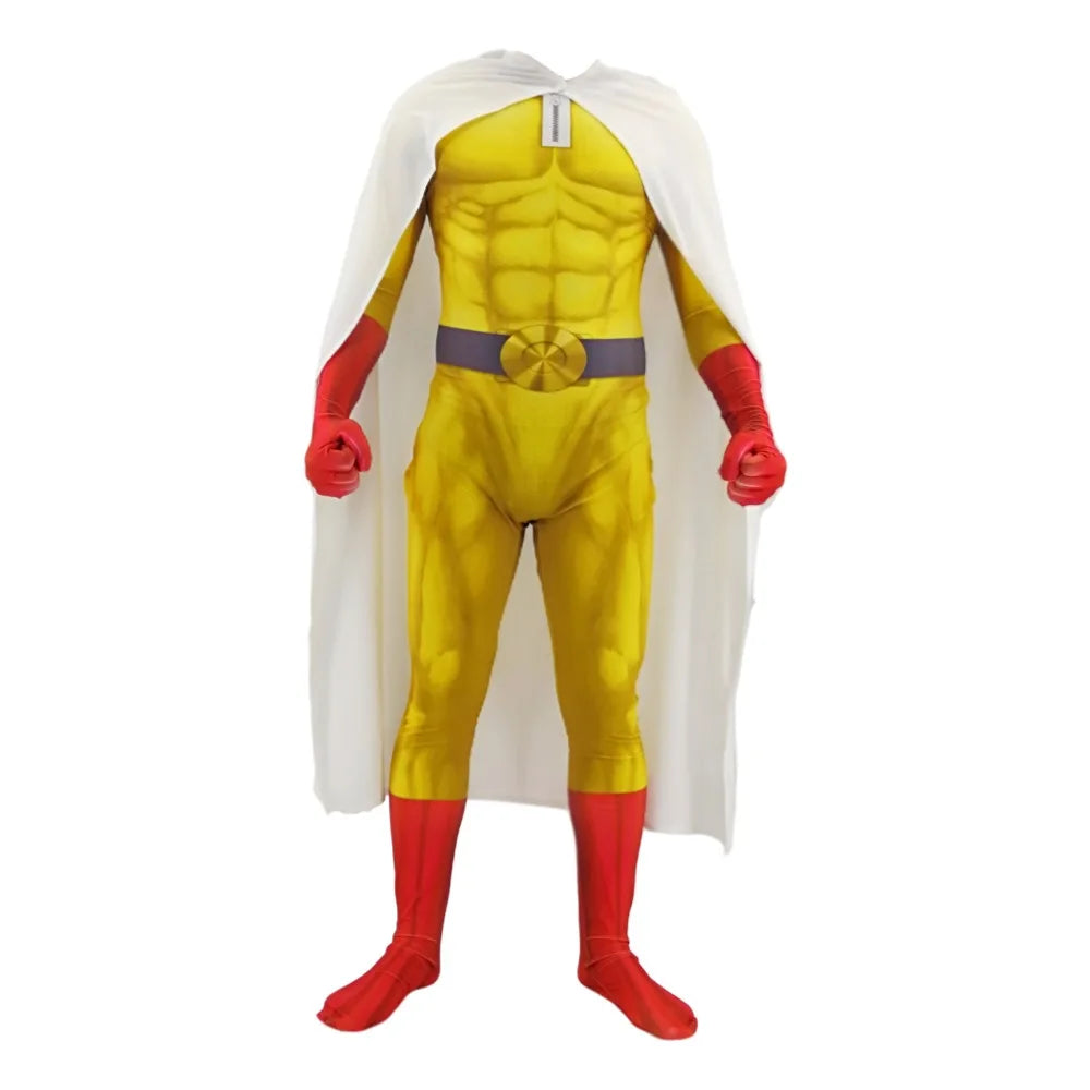 One Punch Man Saitama Cosplay Costume with Cape