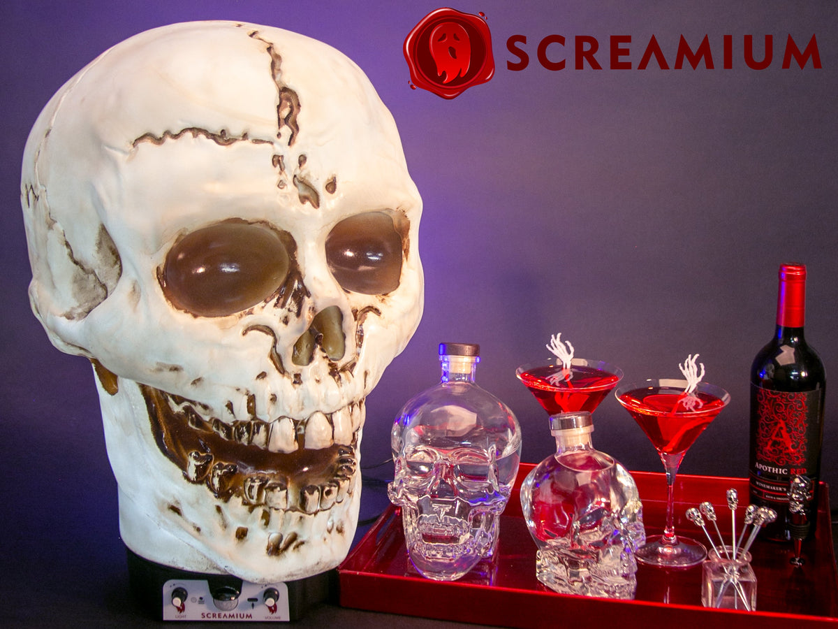 SCREAMIUM 20-Inch Animated Light-Up Skull Prop