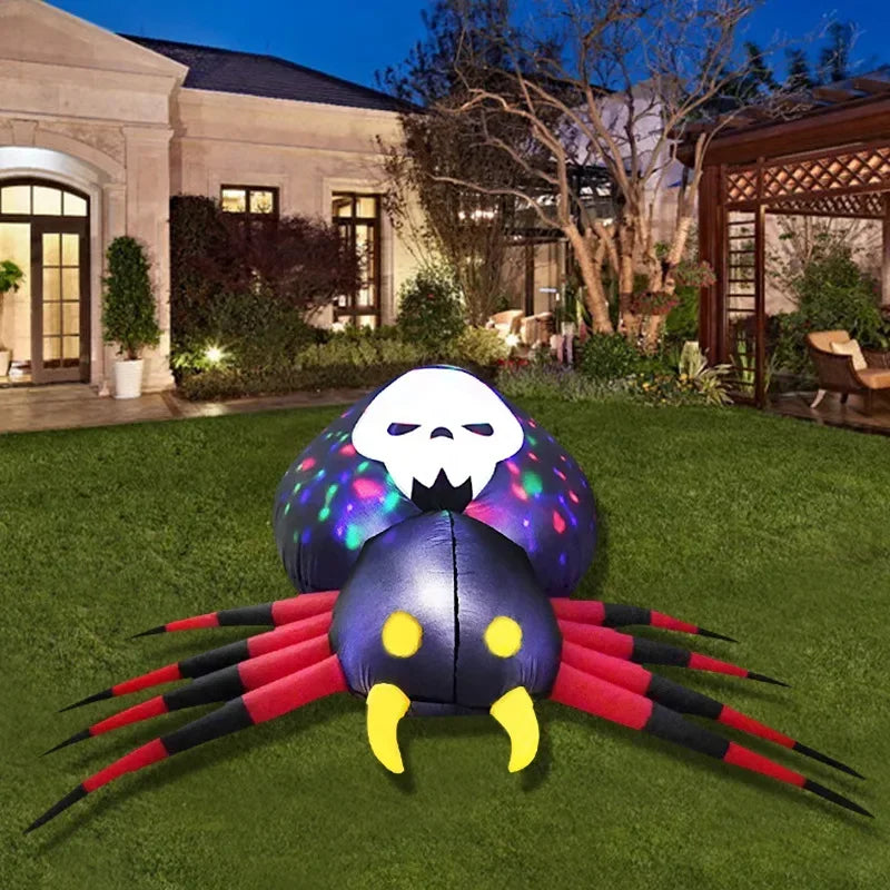 Spider with Skull Halloween Yard Inflatable