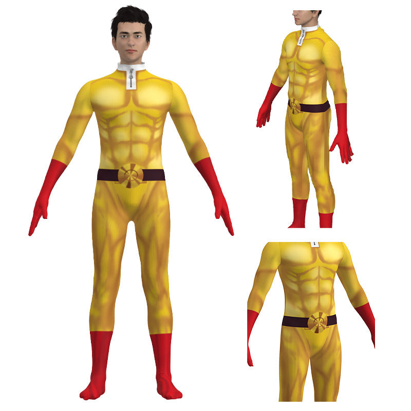 One Punch Man Saitama Cosplay Costume with Cape