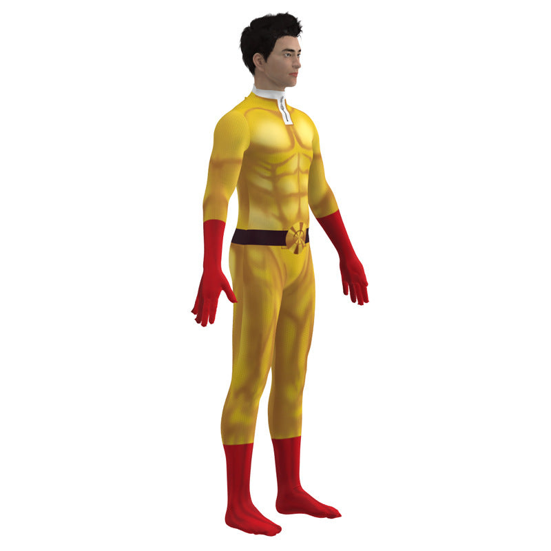 One Punch Man Saitama Cosplay Costume with Cape