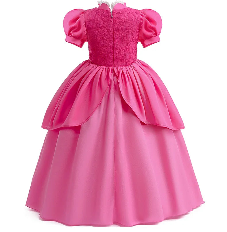 New Baby Girls Queen Peach Princess Dress Kids Cosplay Costume