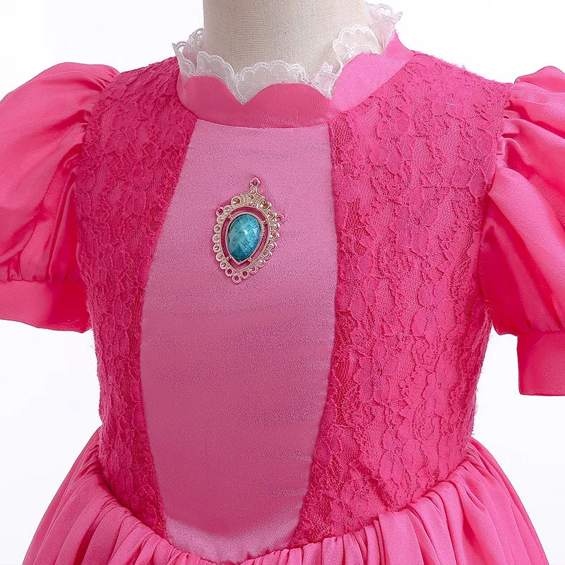 New Baby Girls Queen Peach Princess Dress Kids Cosplay Costume