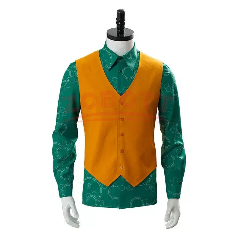 Joker Male Cosplay Costume Set with Mask & Wig