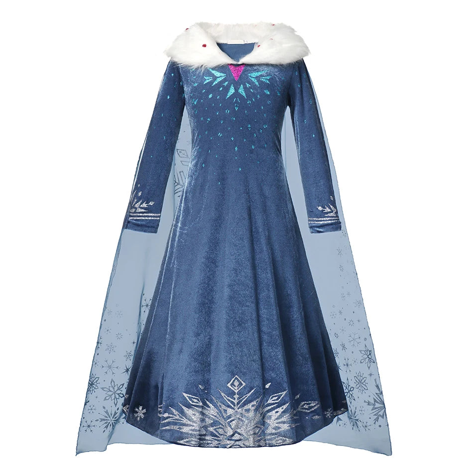 Disney Frozen Princess Elsa Dress Girl Cosplay Costume