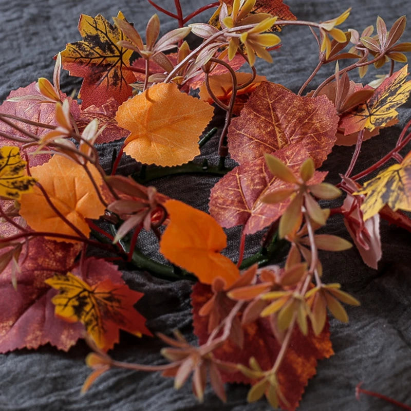 Fall Artificial Maple Leaf Candlestick Holder
