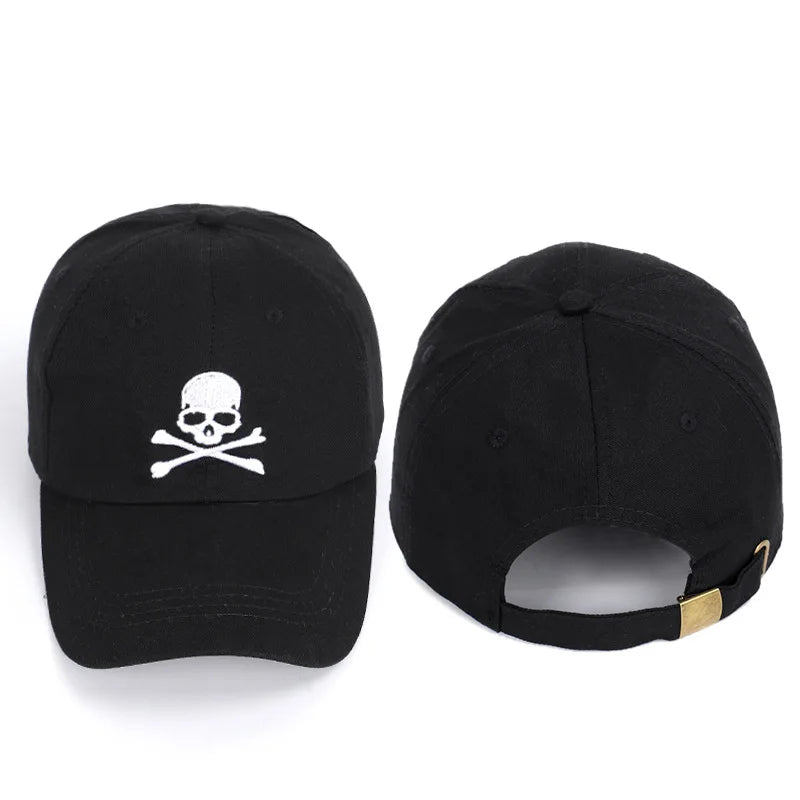 Skull Print Embroidery SunShade Baseball Cap