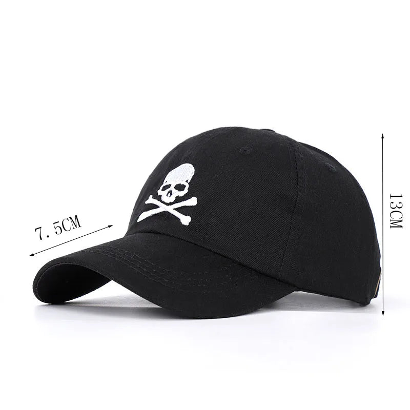 Skull Print Embroidery SunShade Baseball Cap