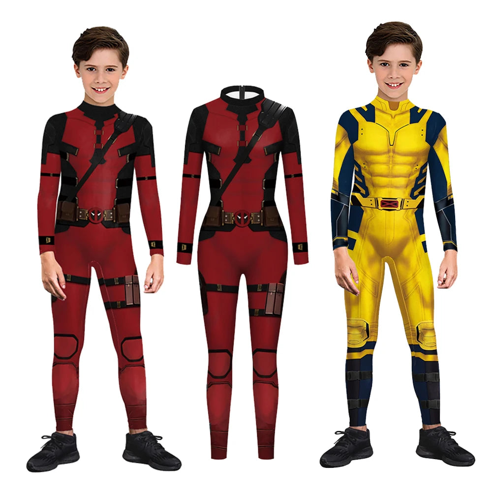 Wolverine & Deadpool Kids Cosplay Jumpsuit for Halloween