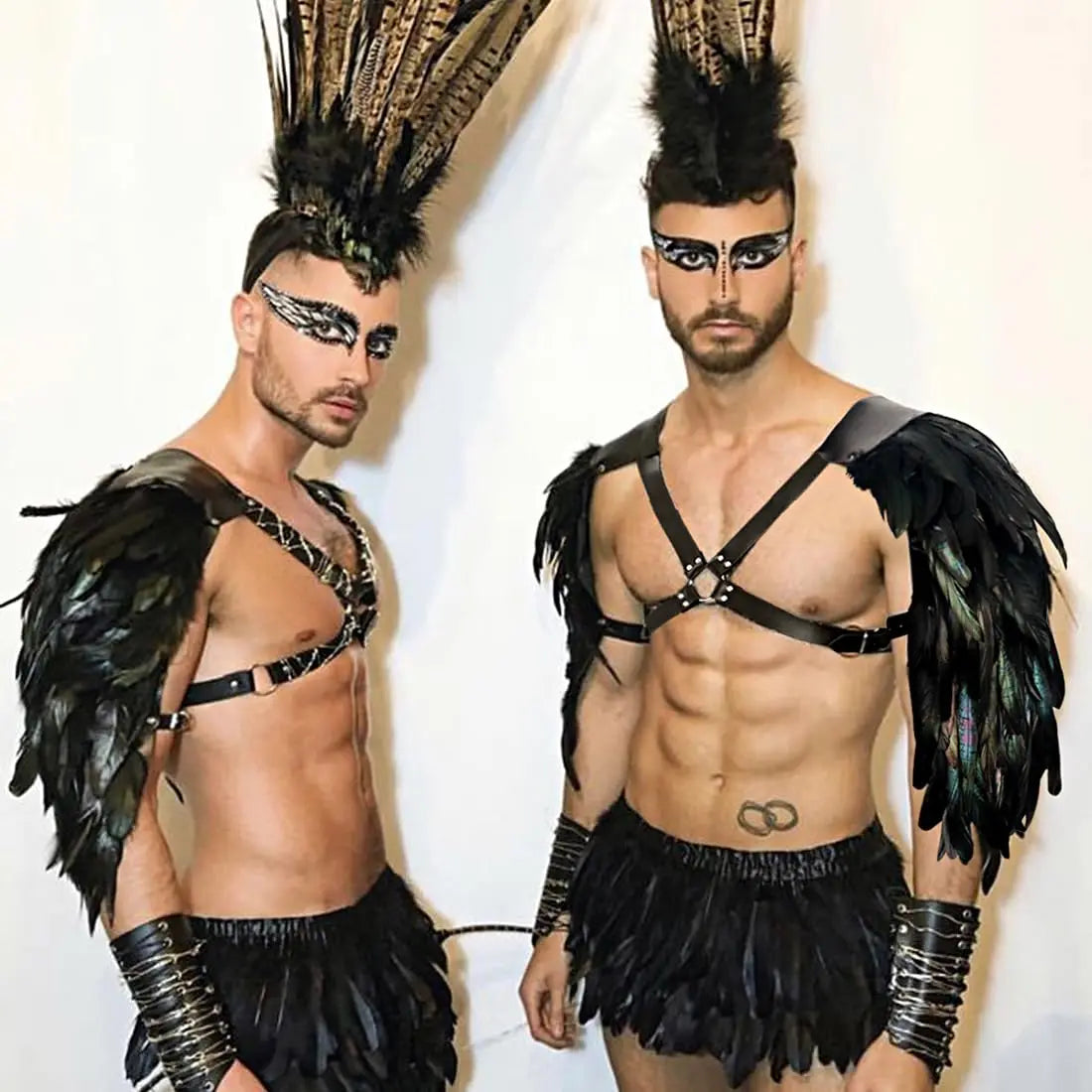 Feather Double Shoulder Guard Harness Costume