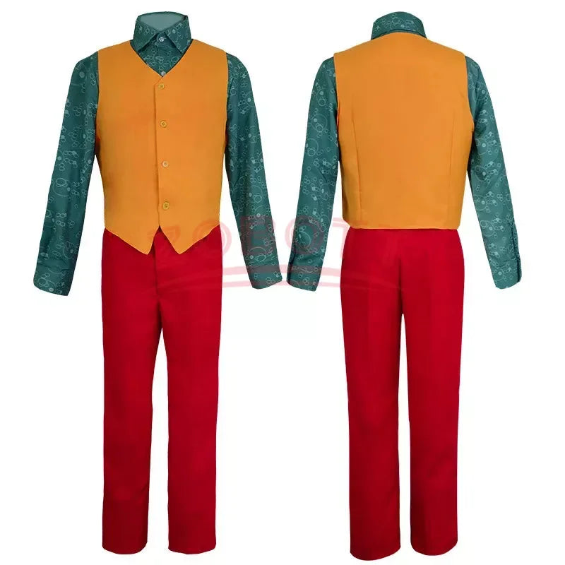 Joker Male Cosplay Costume Set with Mask & Wig