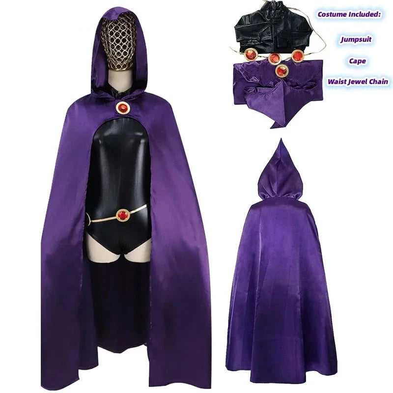 Teen Titans Raven Cosplay Costume Deluxe Set