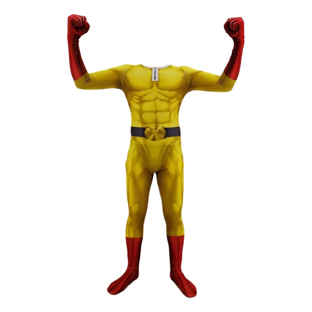 One Punch Man Saitama Cosplay Costume with Cape