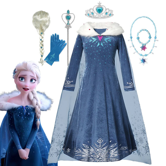 Disney Frozen Princess Elsa Dress Girl Cosplay Costume