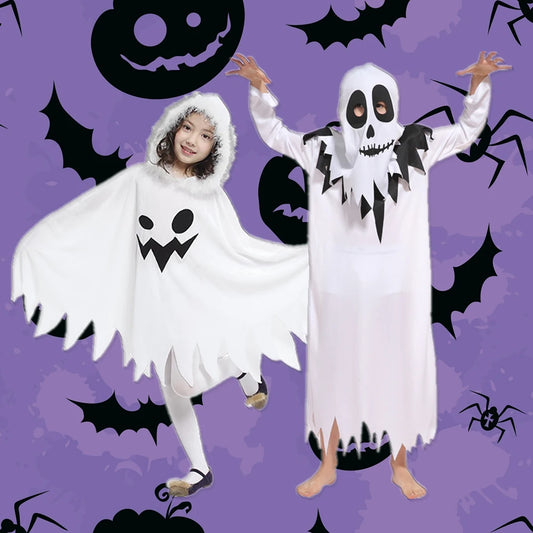 Ghost Scary Hooded Cape Cloak Kids