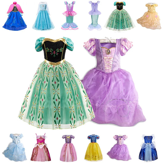 Girls Princess Dress Kids Cinderella Snow White Aurora Sofia Rapunzel Cinderella Halloween Costume