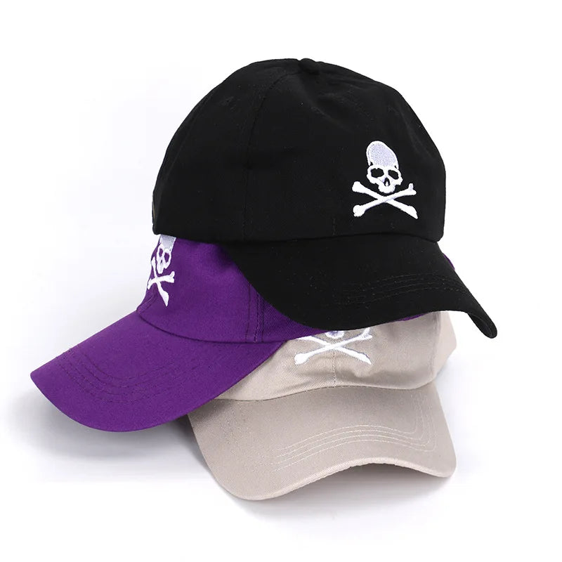 Skull Print Embroidery SunShade Baseball Cap