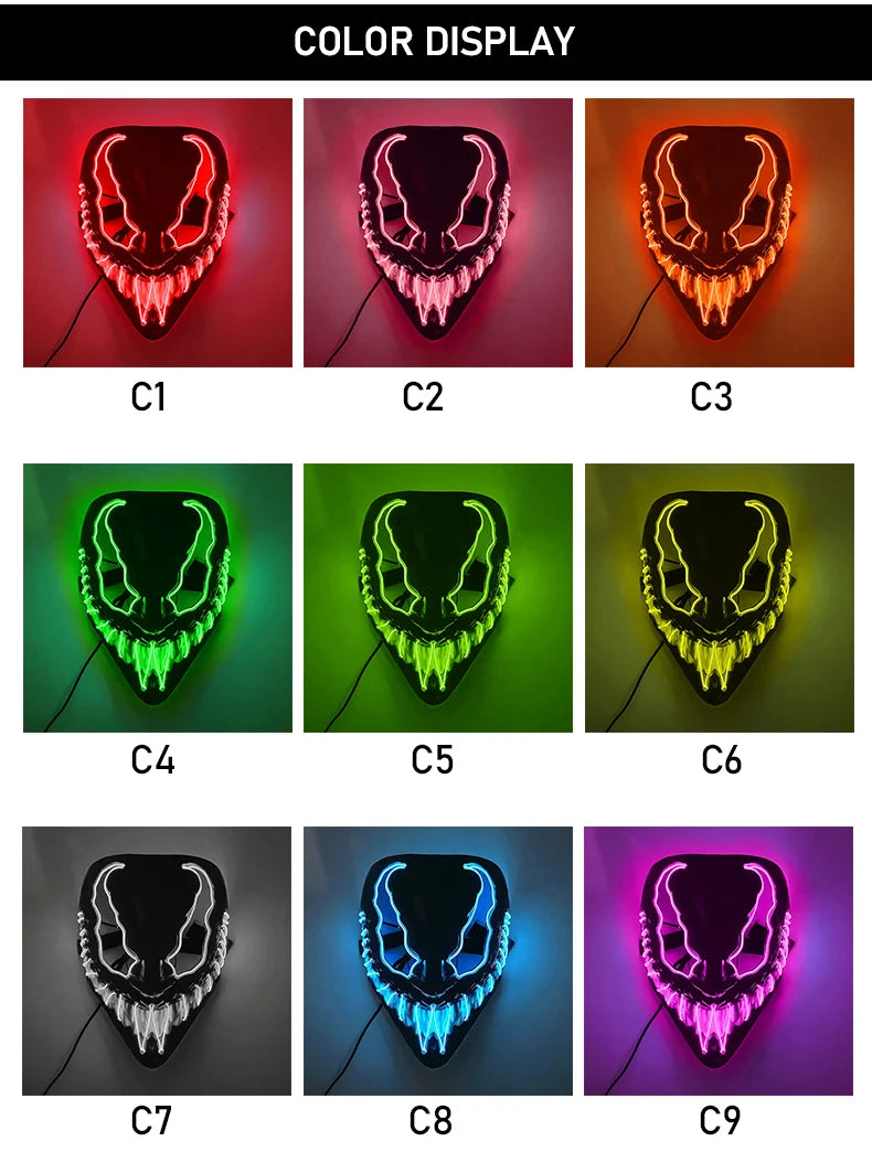 Masks Led Luminous Scream Venom Mask