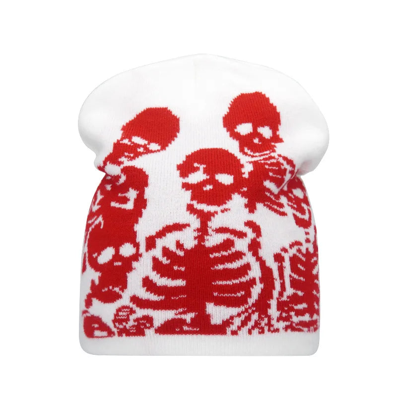 Beanies Fashion Skull Print Knitted Hats for Women Men