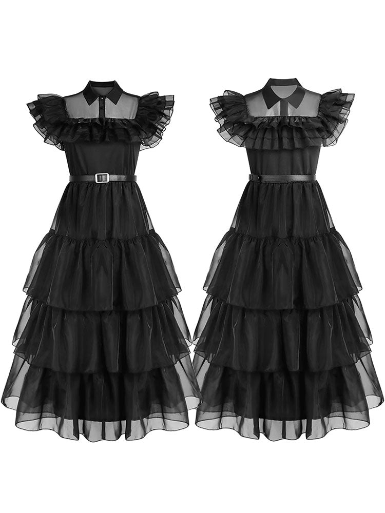 Wednesday Addams Gothic Cosplay Dress for Halloween