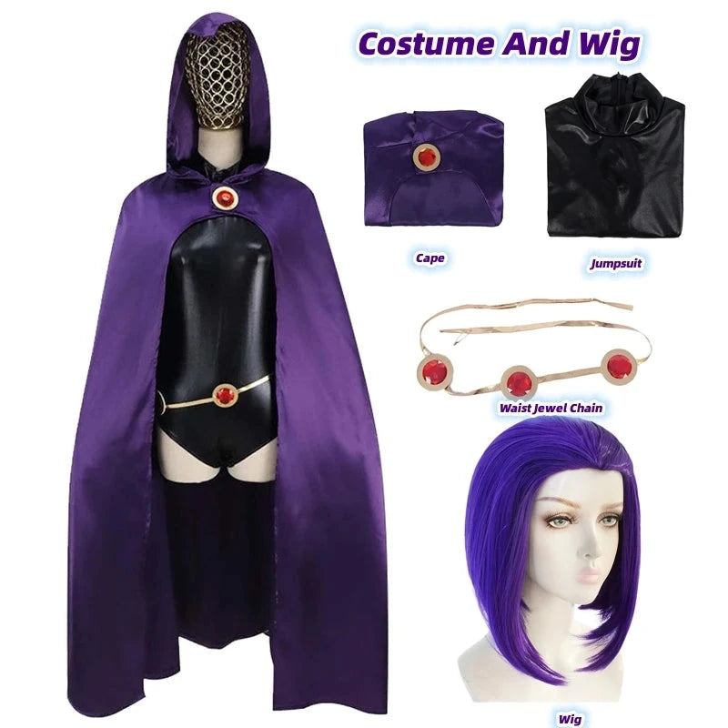 Teen Titans Raven Cosplay Costume Deluxe Set