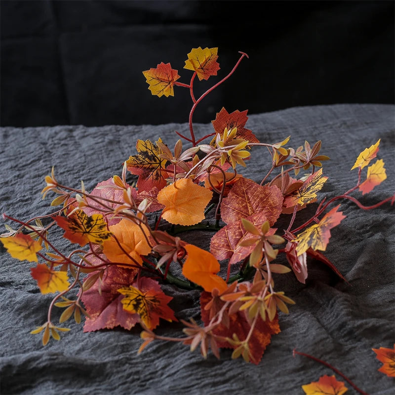 Fall Artificial Maple Leaf Candlestick Holder