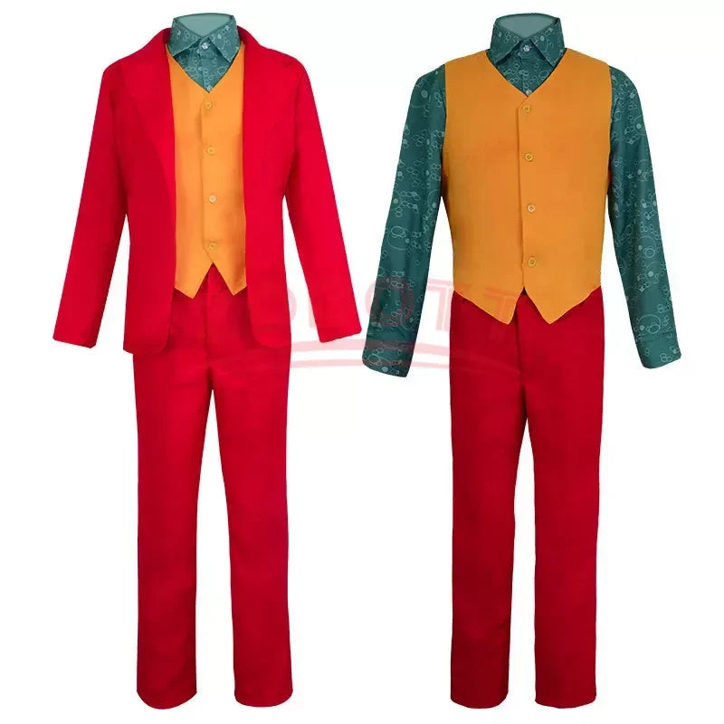 Joker Male Cosplay Costume Set with Mask & Wig