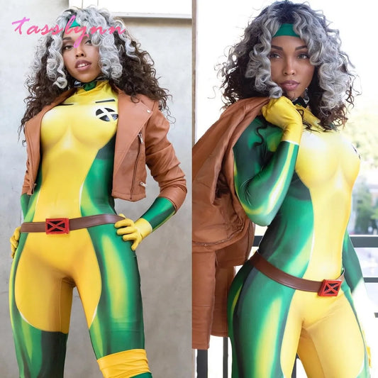 Rogue X-Men Cosplay Bodysuit for Adults & Kids